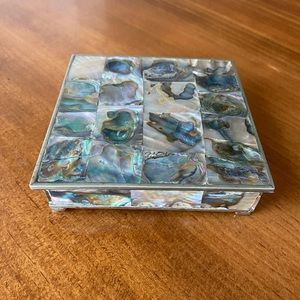 Alpaca Mexico Abalone & silver trinket box